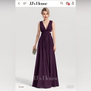 A-line V-Neck Floor-Length Chiffon Bridesmaid Dress With Pleated sz 14 xtra long